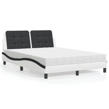 vidaXL Bed met matras Zadar kunstleer wit en zwart 140x200, Verzenden
