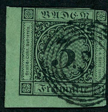 Baden 1851/1858 - 7 timbres différents avec bordure en arc,