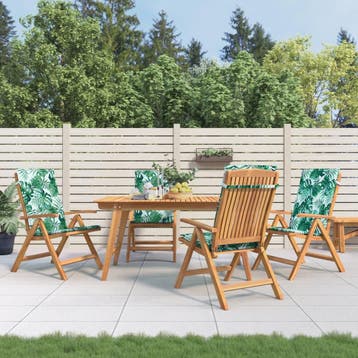 vidaXL Verstelbare klapstoelen met kussens, 4 stuks, massief, Verzenden, Nieuw