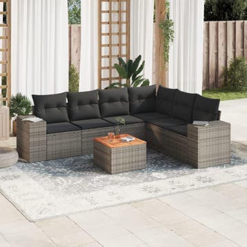 vidaXL Patio Sofa Set 6-zits Grey, Verzenden, Nieuw