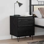 vidaXL Bedkast met lade Zwart Eiken 40 x 35 x 50 cm Bewerkt, Verzenden