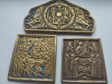 Icoon - brons,emaille, Antiek en Kunst