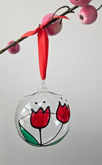 Kerstballen (2) - Glas in lood techniek - Bohemian glasbol -, Diversen, Nieuw