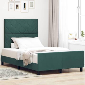 vidaXL Boxspring bed met hoofdeinde Donkergroen 120 x 190 cm, Verzenden