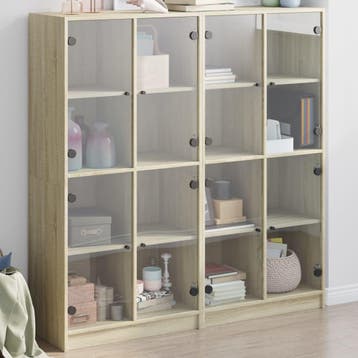 vidaXL Boekenkast met deuren 136x37x142 cm hout sonoma, Huis en Inrichting, Verzenden, Nieuw