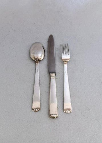 Modernist 3 Pieces Dessert - Bestekset - .800 zilver