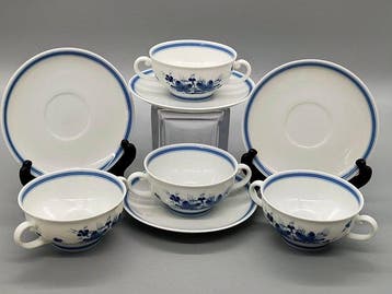Eetservies - Tirschenreuth Suppentassen-Set – Porzellan Blau, Antiek en Kunst
