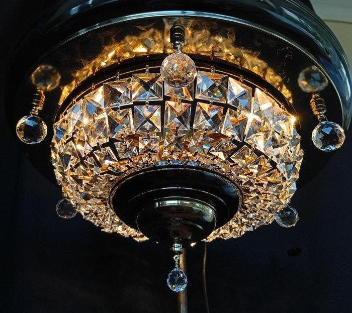 Plafondlamp - Kristal, Messing - Luxueus, Antiquités & Art, Curiosités & Brocante