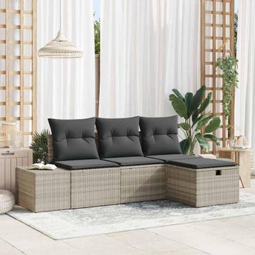 vidaXL Bankstel 4 st poly rattan, Verzenden