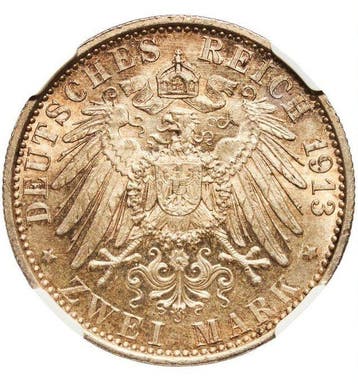 Duitsland, Pruisen Wilhelm II. 2 Mark 1913 - NGC MS62