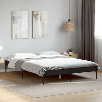 vidaXL Bedframe bewerkt hout metaal zwart 140x200 cm, Verzenden, Nieuw