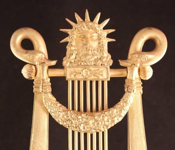 Lierklok - Antieke Franse lierpendule - Brons, Marmer -