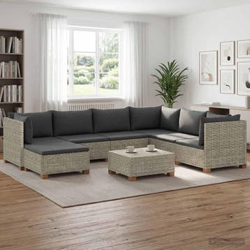 vidaXL 8 st Rieten Loungeset met Kussens GENDT Natuurlijk, Verzenden, Nieuw