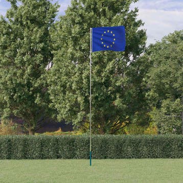 vidaXL Vlag met vlaggenmast Europa 5,5 m aluminium, Verzenden, Nieuw
