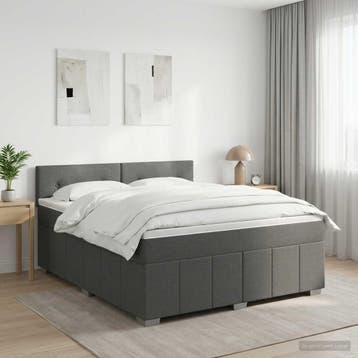 vidaXL Boxspringbed met matras Donkergrijs 140 x 190 cm Stof, Verzenden, Nieuw