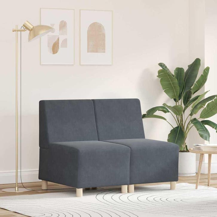 vidaXL Modulaire Sofa Eenheid Armless 2 pcs Donkergrijs, Huis en Inrichting, Zetels | Zetels, Nieuw, Verzenden