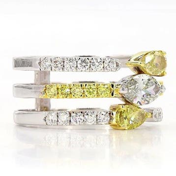 Statement ring - 18 karaat Witgoud, Geel goud - 1.53ct. tw.