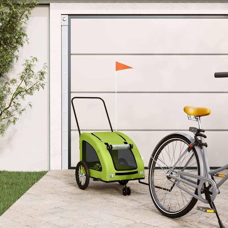 vidaXL Hondenfietstrailer oxford stof en ijzer groen, Dieren en Toebehoren, Overige Dieren-accessoires, Nieuw, Verzenden