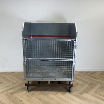 verrijdbare metalen gaascontainer met 3 dichte wanden