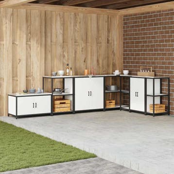 vidaXL Keukenopslag HATTEM Wit 60 x 50 x 92 cm Staal, Verzenden, Nieuw