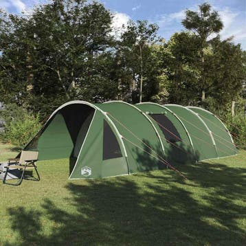 vidaXL Tunnel Tent voor 6 Personen 6-persoons Groen en Wit, Verzenden
