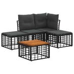 vidaXL Buiten bank set 5 pcs Zwart en Donker Grijs Polyester, Verzenden