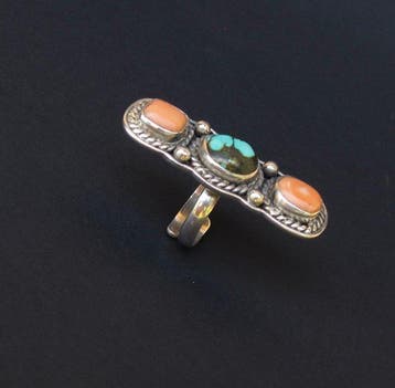 Koraal - Zilver - Ring - Nepal Turkoois, Antiek en Kunst