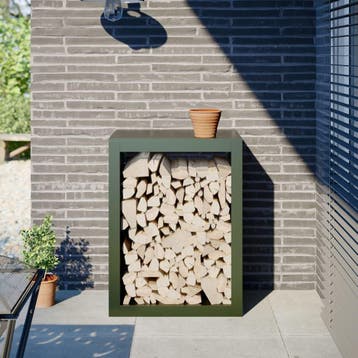 vidaXL Haardhoutrek 60x40x80 cm staal groen, Jardin & Terrasse, Verzenden