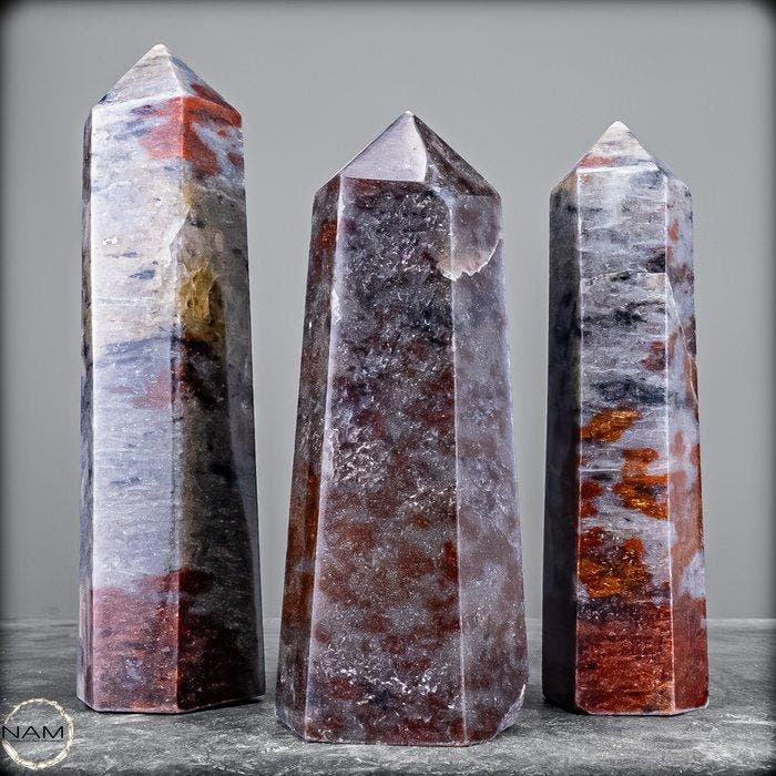 Natuurlijke Aventurijn Obelisk Set – glinsterende, Collections, Minéraux & Fossiles