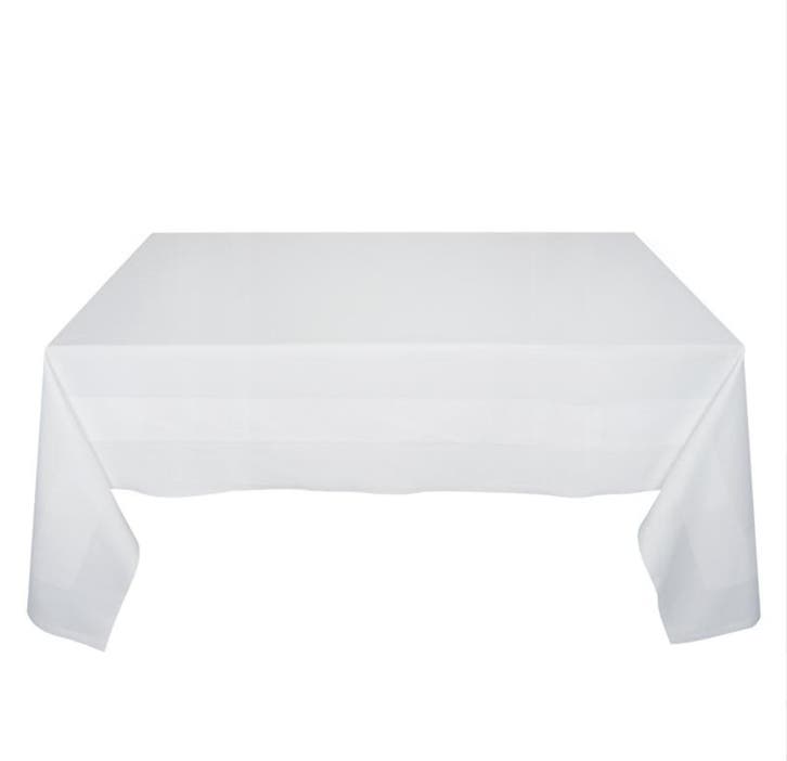 Tafelkleed Wit 140x200cm Met Ingeweven Satijnband - Treb Cla, Huis en Inrichting, Keuken | Textiel, Tafelkleed of Tafelzeil, Overige kleuren