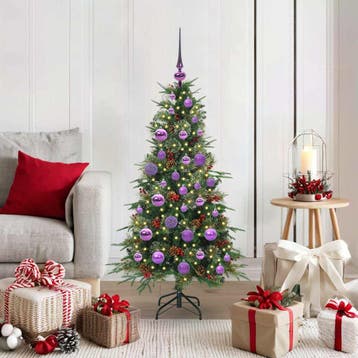 vidaXL Kunstmatige Hinged Kerstboom met 150 LED Groen 120 cm, Verzenden