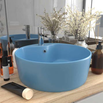 vidaXL Wastafel met overloop 36x13 cm keramiek mat, Verzenden