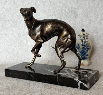 Statue, Windhond - 15.5 cm - Marbre, fonte
