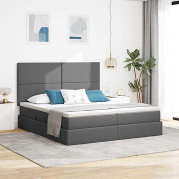 vidaXL LED opbergbed met matras Donkergrijs 200 x 200 cm, Verzenden, Nieuw