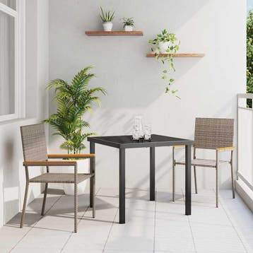 vidaXL Tuin stapelstoelen 2 st Grijs en Bruin, Tuin en Terras, Verzenden, Nieuw