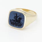 Zegelring - 14 karaat Geel goud - Lagensteen