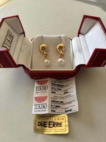 Yukiko - Oorbellen - 18 karaat Geel goud Parel, Nieuw