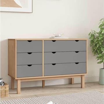vidaXL Ladekast OTTA 111x43x73,5 cm grenenhout bruin en, Verzenden