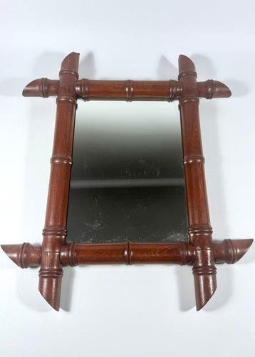 Wandspiegel - Hout, Glas - Nepbamboe Japonisme