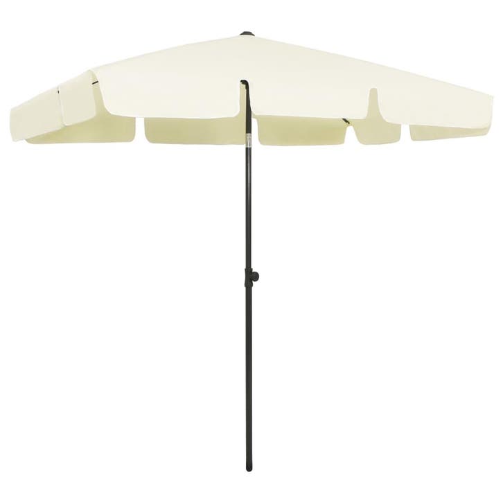 vidaXL Strandparasol 200x125 cm zandgeel, Tuin en Terras, Parasols, Nieuw, Verzenden
