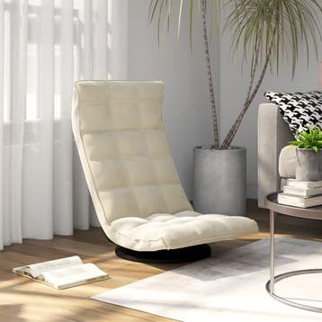 vidaXL Vloerstoel draaibaar fluweel crèmekleurig, Maison & Meubles, Chaises, Verzenden