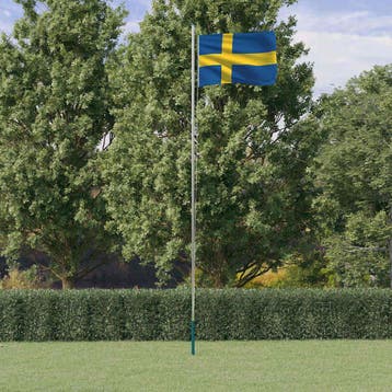 vidaXL Vlag met vlaggenmast Zweden 6,08 m aluminium, Divers, Verzenden