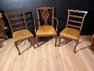 Chaise - Accent - Bois, Velours, Antiquités & Art
