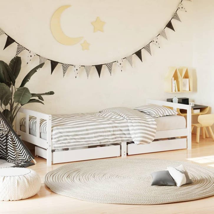 vidaXL Kinderbedframe met lades 90x190 cm massief grenenhout, Enfants & Bébés, Chambre d'enfant | Lits, Envoi