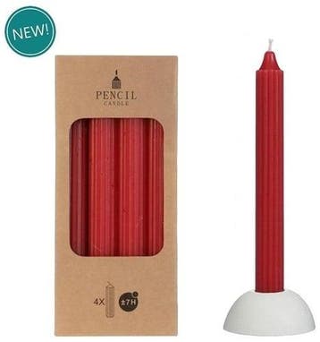 Kaarsen Pencil Rood 20 cm Ø2,2 set 4 stuks, Huis en Inrichting, Nieuw
