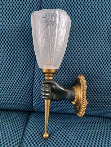 Wandkandelaar - Brons, Glas, Antiquités & Art
