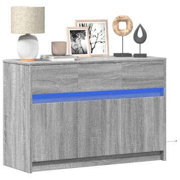 vidaXL Tv-meubel met LED 91x34x61 cm bewerkt hout grijs, Verzenden