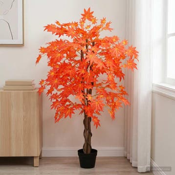 vidaXL Kunstzijden Ahorn Boom Rood 80 x 16 x 120 cm Stof en, Huis en Inrichting, Kamerplanten, Verzenden