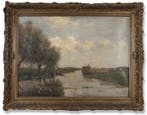 Victor Bauffe (1849-1921) - Hooien met de platte schuit, Antiquités & Art