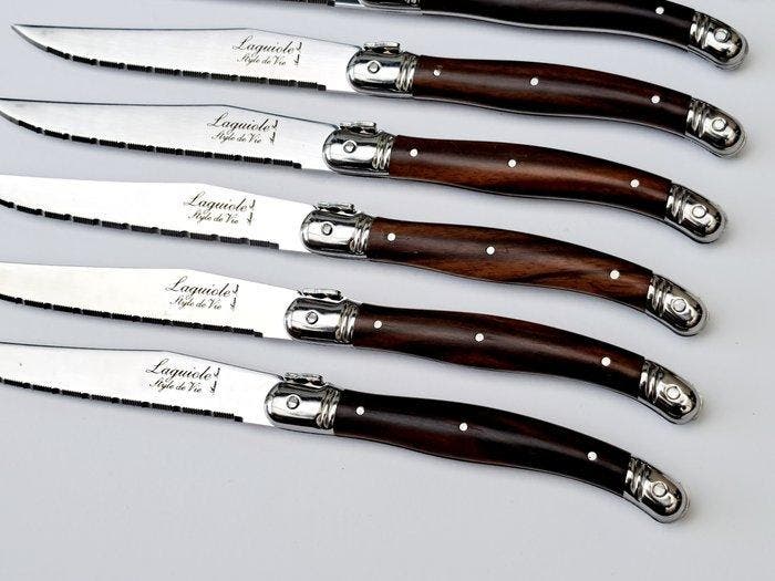 Laguiole - 12x Steak knives - Dark Brown - incl. Certificate, Antiek en Kunst, Antiek | Keukengerei